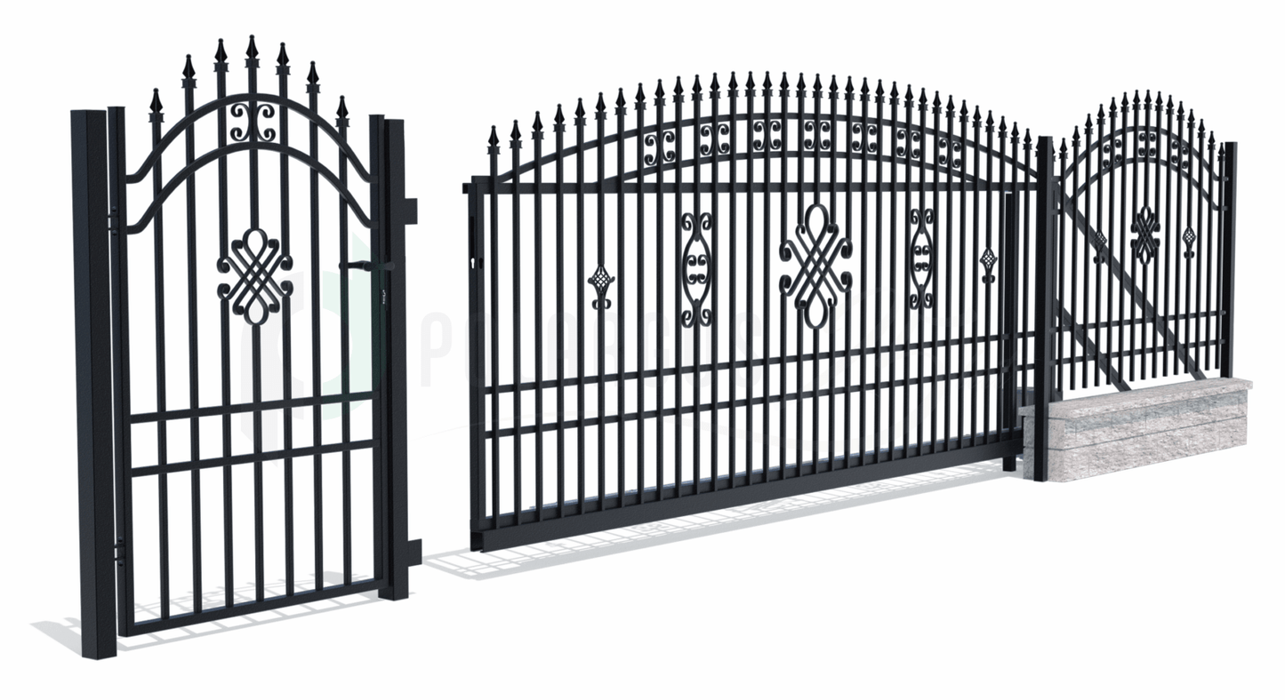 Schiebetor elektrisch - Schiebetor Greta Rolltor 169x400 cm aus Metall für Einfahrten.