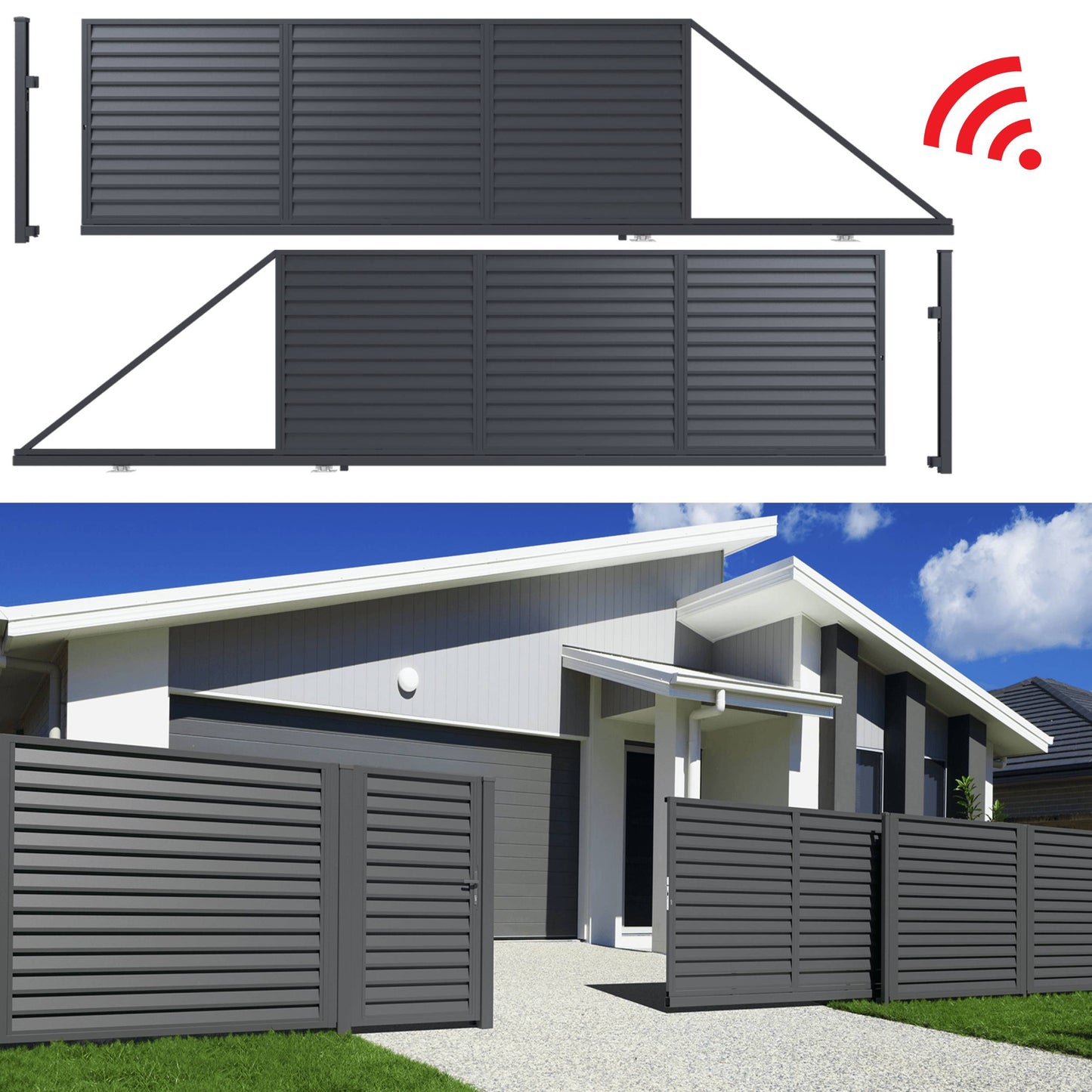 Schiebetor elektrisch - Schiebetor Imperial Rolltor 150-180x400 cm aus Metall für Einfahrten