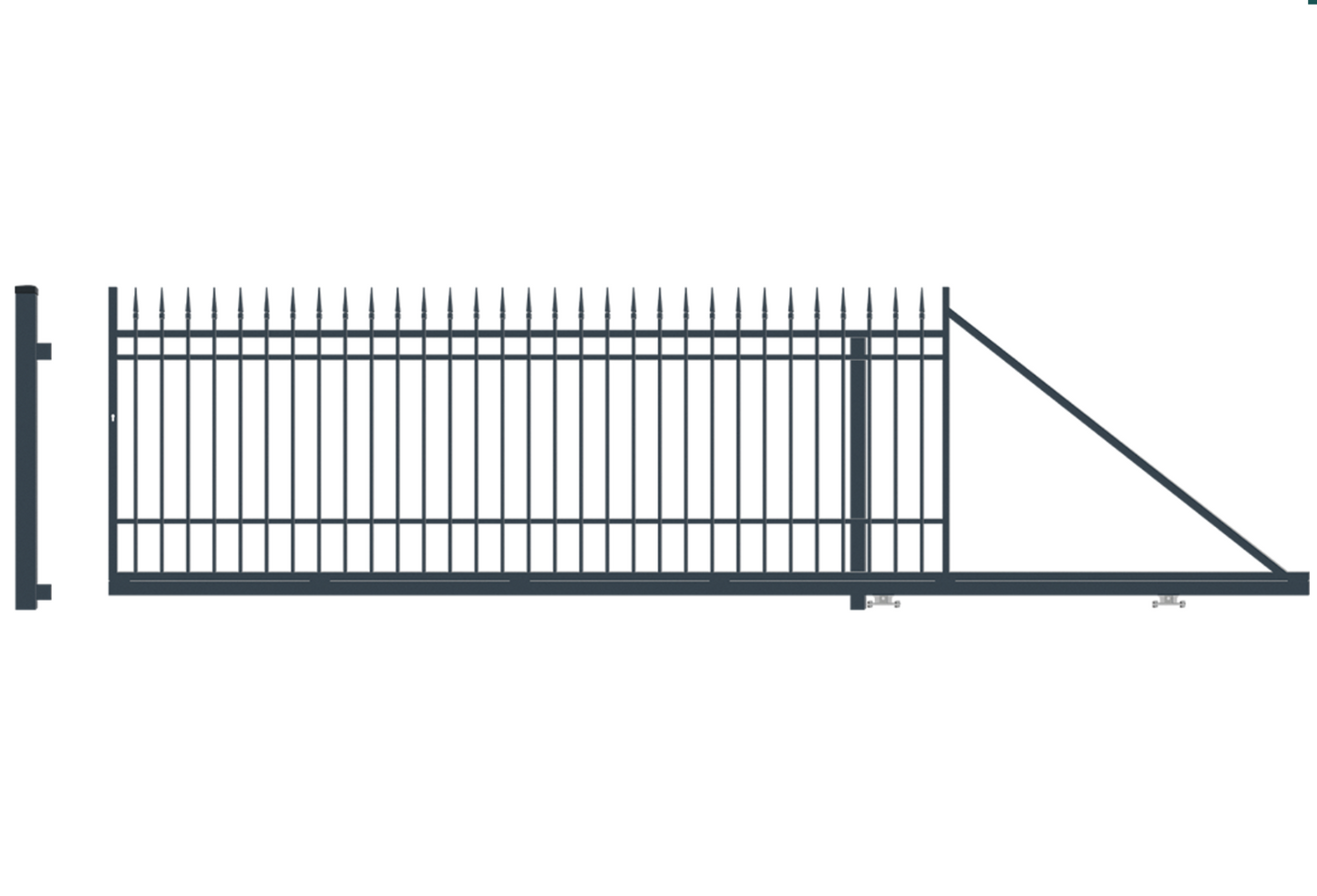 Schiebetor elektrisch - Schiebetor Portland System 129-159x400 cm aus Metall für Einfahrten.