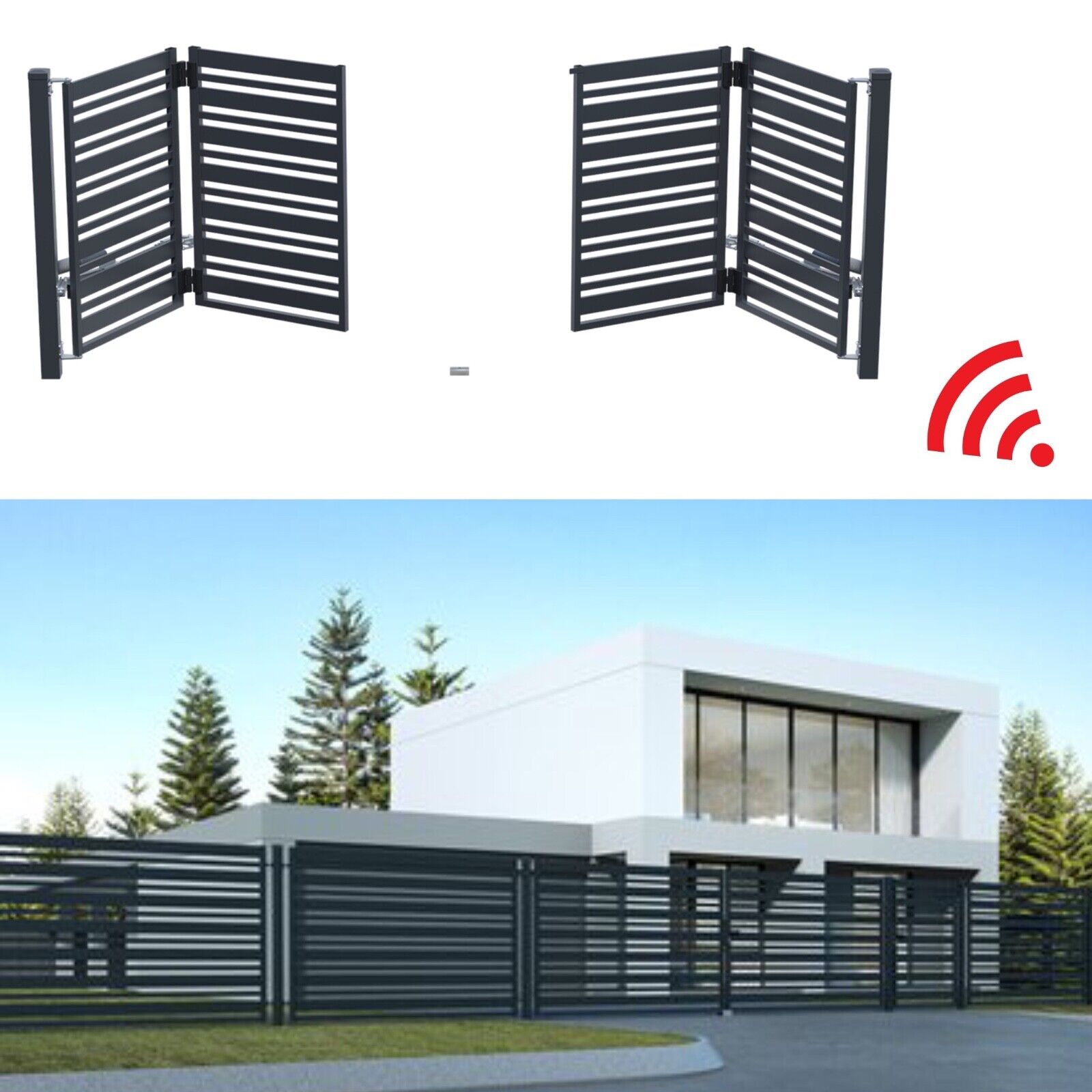 Falttore - Falttor Juga Doppeltor 150x415 cm aus Metall, ideal für Einfahrten.