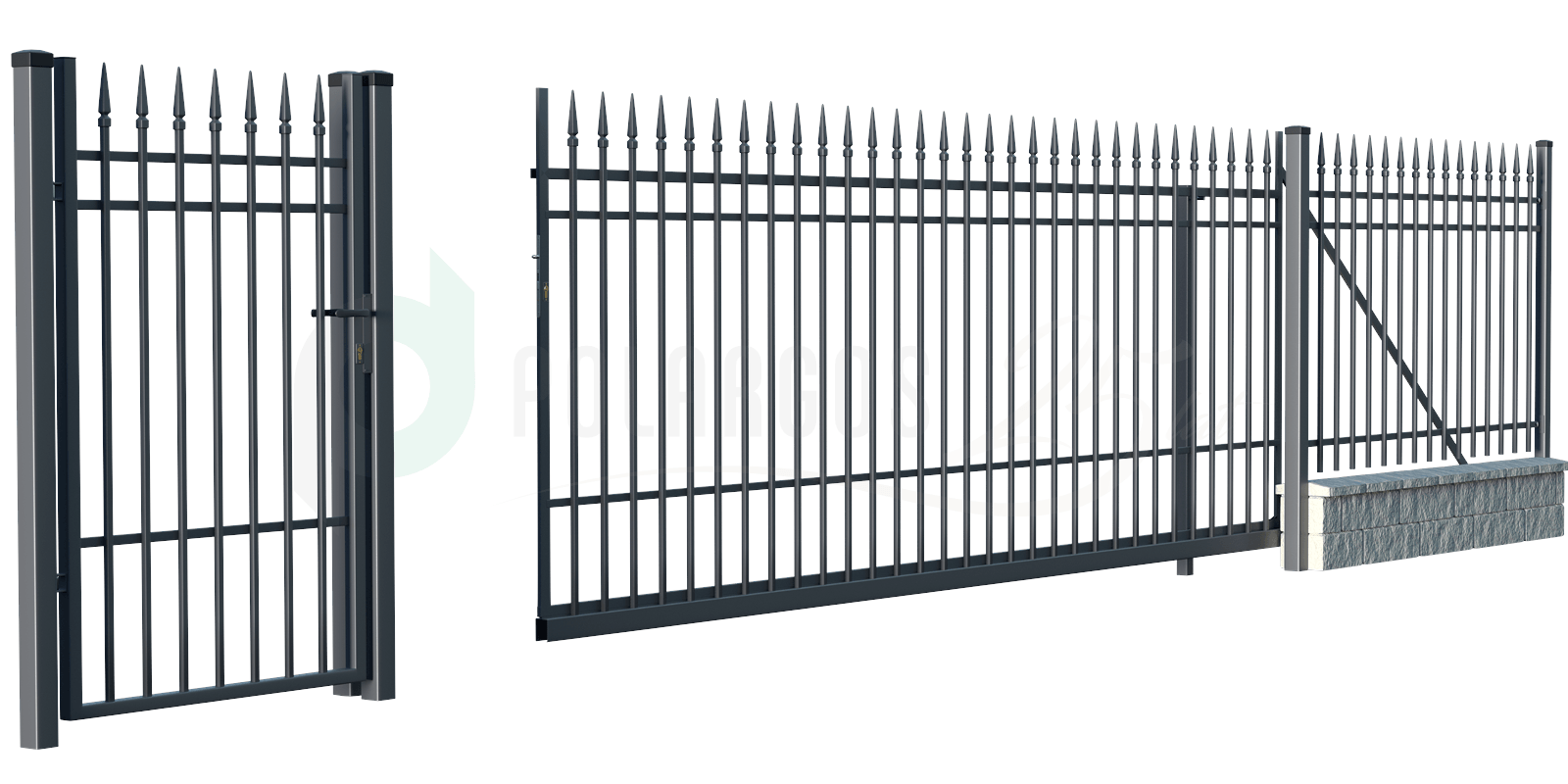 Schiebetor elektrisch - Schiebetor Portland System 129-159x400 cm aus Metall für Einfahrten.