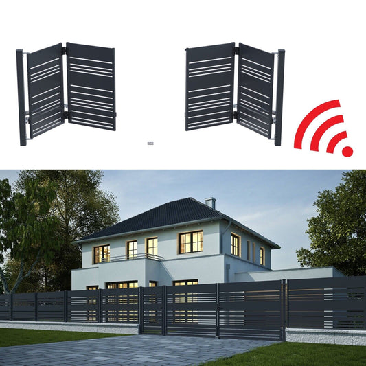 Falttore - Falttor Lavender Doppeltor 120-150x415 cm aus Metall für Einfahrten.