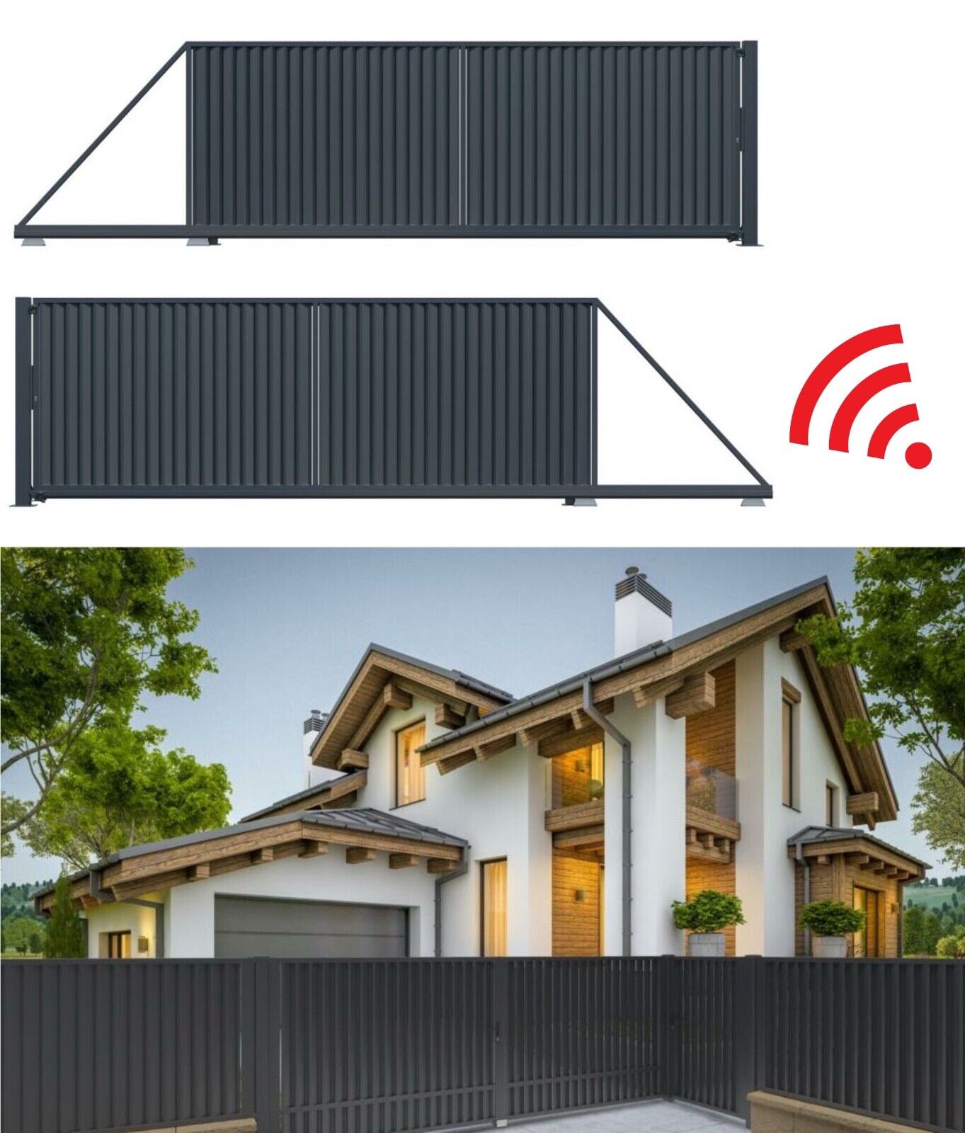 Schiebetor elektrisch - Schiebetor Topaz Rolltor 149x400 cm aus Metall für Einfahrten.