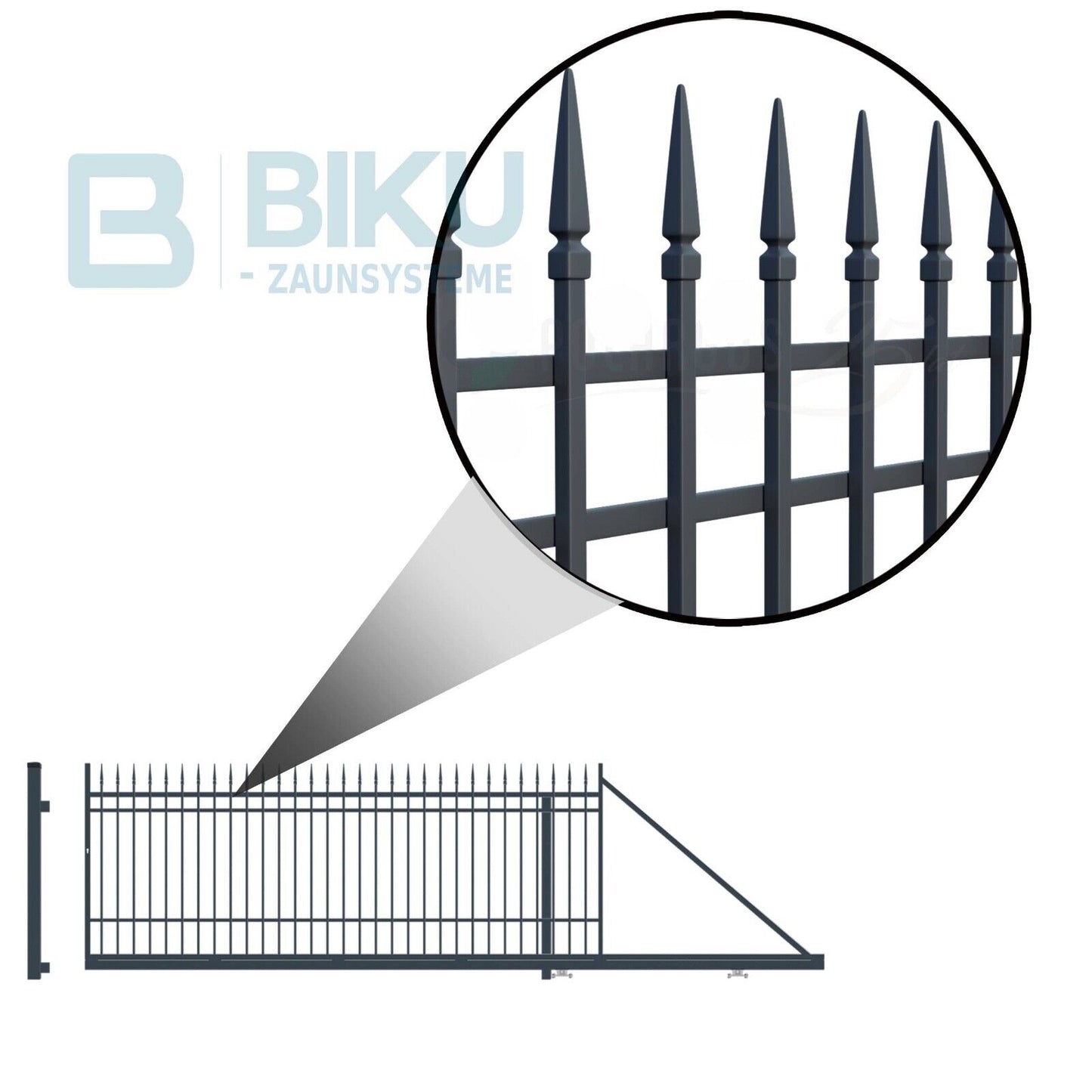 Schiebetor elektrisch - Schiebetor Portland System 129-159x400 cm aus Metall für Einfahrten.