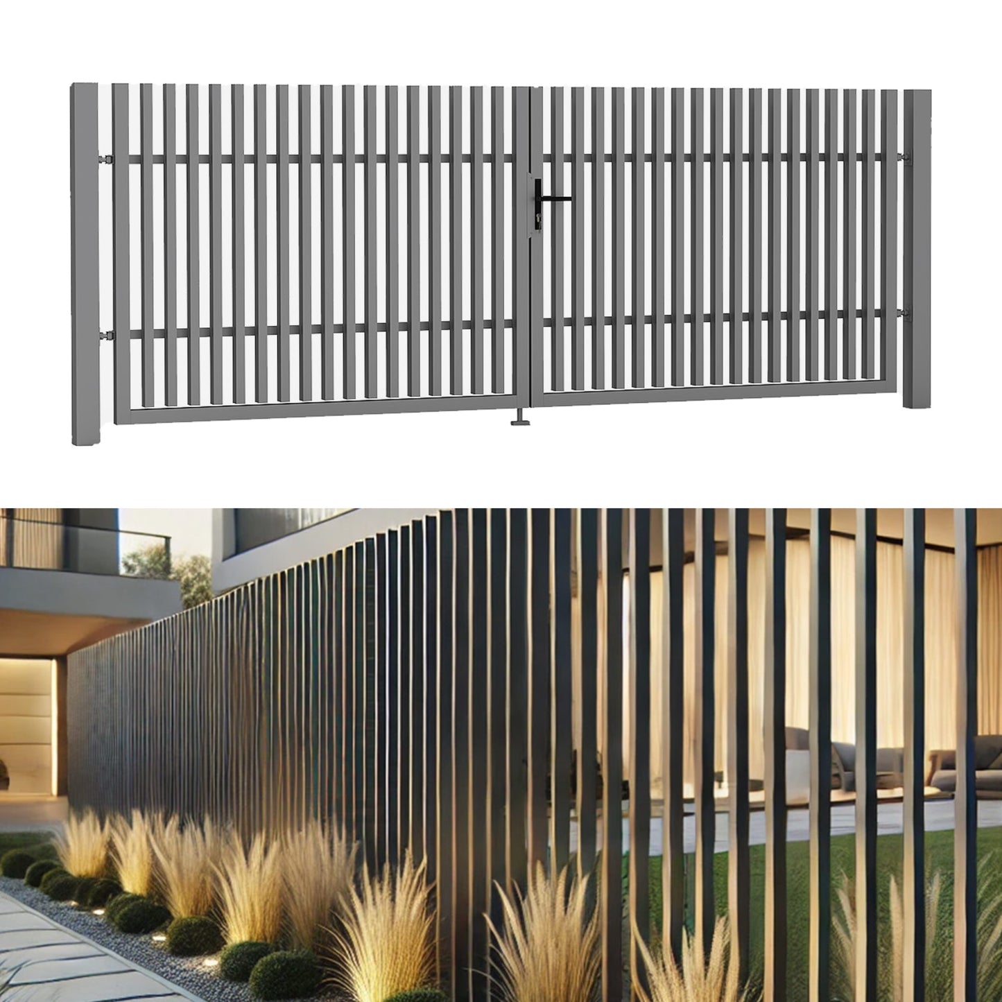 NEU PREMIUM DOPPELFLÜGELTOR COMB FENCE