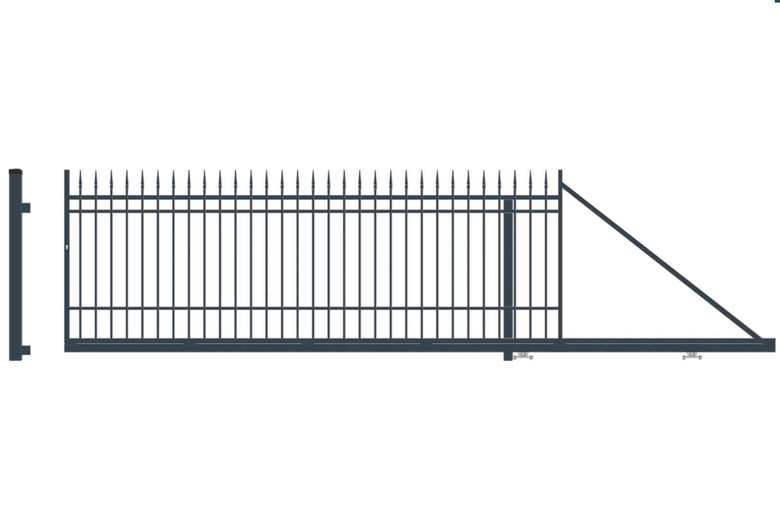 Schiebetor elektrisch - Schiebetor Portland System 129-159x400 cm aus Metall für Einfahrten.