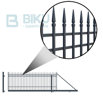 Schiebetor elektrisch - Schiebetor Portland System 129-159x400 cm aus Metall für Einfahrten.